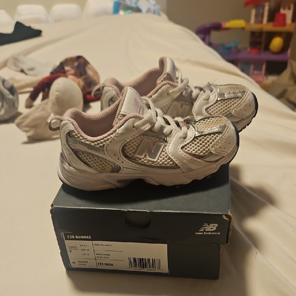 New Balance Kids' Pink and White Sneakers